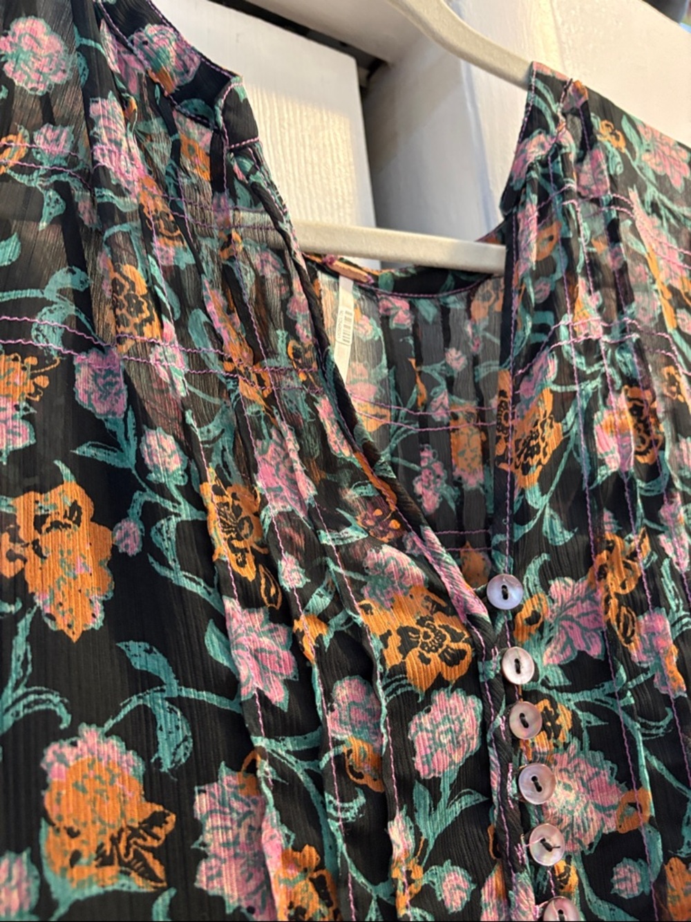 Free People Black Floral Maxi Dress with Green and Rust Accents - Picture 10 of 10